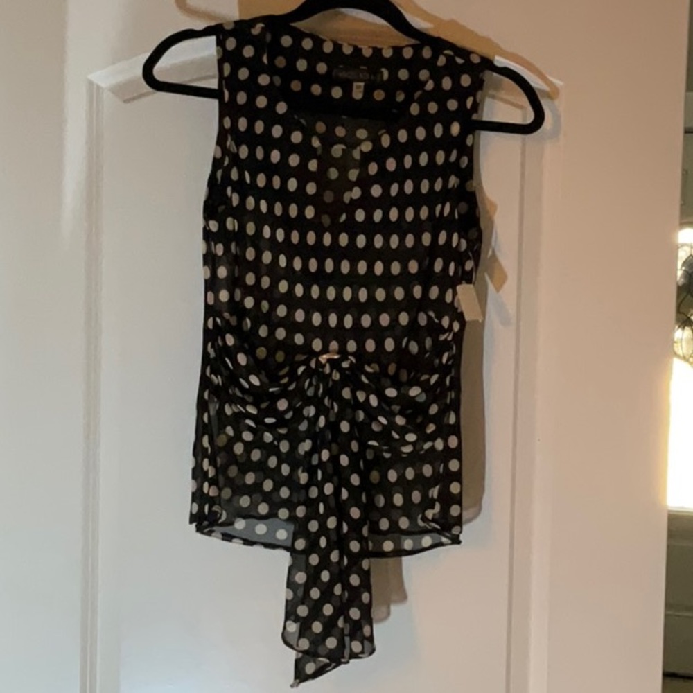 Black and White Polka Dot Sleeveless Top